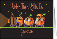 Halloween for Grandson, Punkin Train Rolling In with Pumpkins card