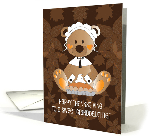 Thanksgiving for Granddaughter, Pilgrim Bear with Pumpkin Pie card