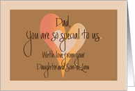 Father’s Day Dad, From Daughter & Son in Law with Hearts card