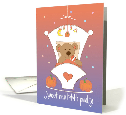 First Halloween Holiday Baby, Bear with Pumpkins & Fall Mobile card