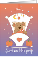 First Halloween Holiday Baby, Bear with Pumpkins & Fall Mobile card