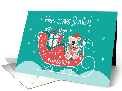 Christmas for Grandchild, Decorated Sleigh with Santa... (1371756)