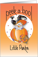 Halloween for Grandchild, Peek a Boo Mouse in Pumpkin card