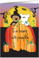 Halloween for Grandchild, Two Bears in Pumpkin, Beary Cute card