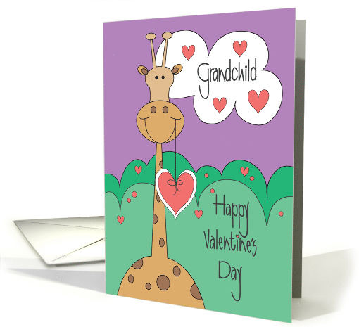 Valentine's Day for Grandchild, Giraffe with Hanging Heart card
