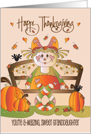 Hand Lettered Thanksgiving for Granddaughter Scarecrow Girl on Bench card