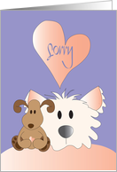 Hand Lettered I’m Sorry with Cute Fluffy Dog and Stuffed Animal Friend card