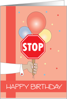 Birthday for School Crossing Guard, Stop Sign with Balloons card