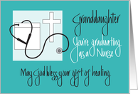 Granddaughter Graduation Nursing School, Cross & Stethoscope card