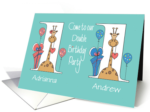 Invitation to 1st Birthday Party for Girl and Boy Twins... (1376944)