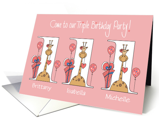 Invitation for Triplets for 3 Girls 1st Birthday Party... (1377382)