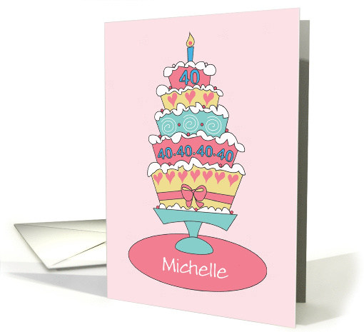 Birthday 40 Year Old Custom Personalized Name Stacked Cake card