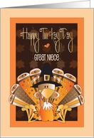 Hand Lettered Thanksgiving Great Niece Happy Turkey Day with Turkey card