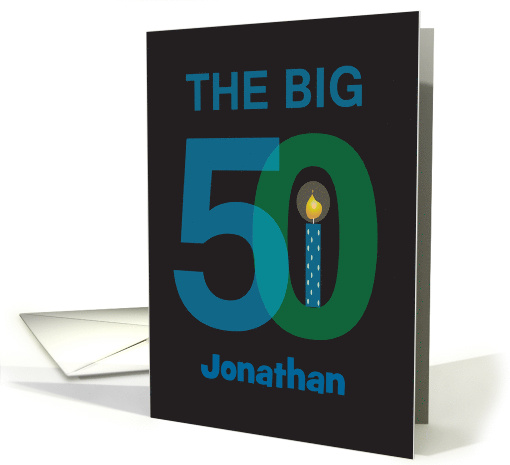 Birthday for 50 Year Old, Personalized, Large Numbers & Candle card