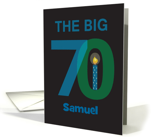Birthday for 70 Year Old, Personalized, Large Numbers & Candle card