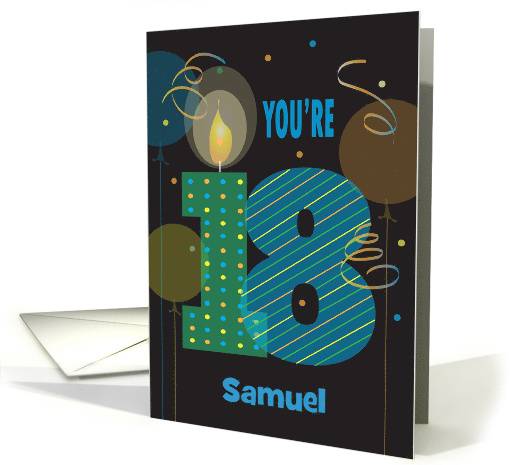 Birthday for 18 Year Old, Personalized, Large Numbers & Candle card