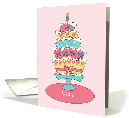 Birthday 70 Year Old Custom Personalized Name Stacked Cake card