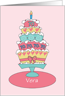 Birthday 70 Year Old Custom Personalized Name Stacked Cake card