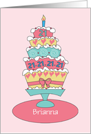 Birthday 21 Year Old Custom Personalized Name Stacked Cake card