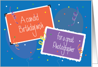 Birthday for Photographer, Photos with Balloons and Streamers card
