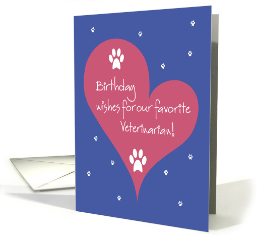 Birthday for Veterinarian, Pink Heart with Paw Prints card (1379106)