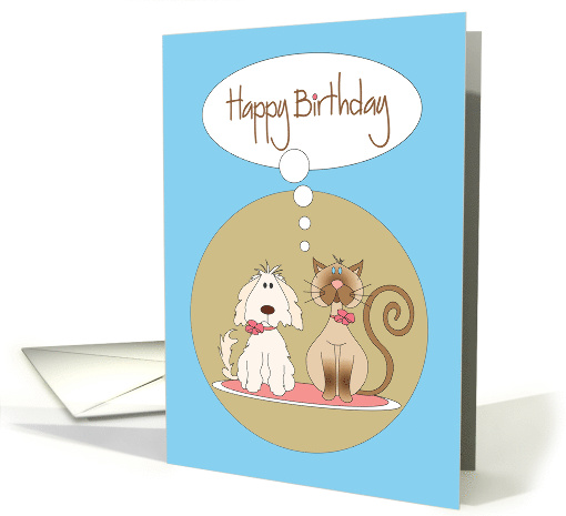 Birthday for Pet Groomer, Dog and Cat with Pink Bows card (1379114)