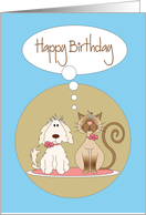 Birthday for Pet Groomer, Dog and Cat with Pink Bows card