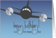 Hand Lettered Birthday for Pilot Flying Plane with Propeller Blades card