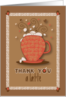 Hand Lettered Thank you to Barista Latte Cup Thank You a Latte card