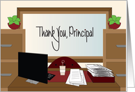 Thank you to School Principal, Office Desk with Coffee card
