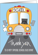 Hand Lettered Thank you to Bus Driver with Bright Yellow School Bus card