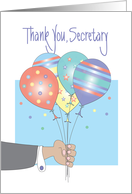 Thank you to Secretary, Presentation of Balloons card