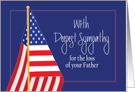 Sympathy for Loss of Father during U.S. Military Service, with Flag card