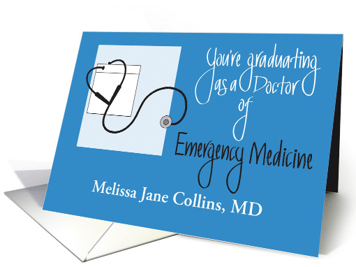 Graduation for Doctor of Emergency Medicine, Custom Name card