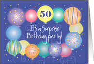 Surprise Birthday Party for 50 Year Old with Balloon Border card
