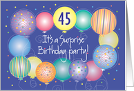 Surprise Birthday Party with Custom Age and Balloon Border card