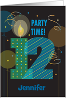 Party Time 12 Year Old Birthday Party Invitation Custom Name Balloons card
