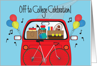 Invitation to Off the College Celebration, Loaded Car with Balloons card
