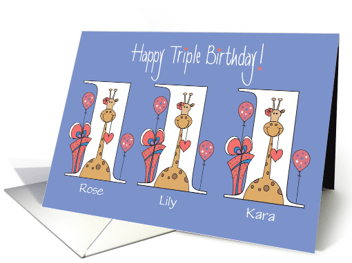1st Birthday Granddaughter Triplets with Custom Names card (1382622)