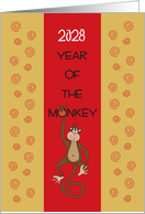 Chinese New Year 2028, Year of the Monkey with Monkey card