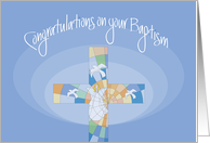 Baptism Congratulations for Adult, Stained Glass Cross card