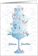 Second Marriage Congratulations Stacked Floral Cake with Custom Names card