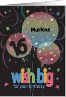 Birthday for 16 Year Old, Wish Big Balloons with Custom Name card