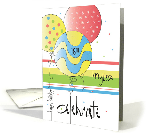 Birthday for 18 Year Old, Trio of Bright Balloons with... (1386752)
