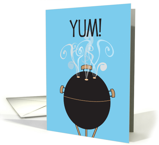 Thank you for Barbecue, Black Barbeque Grill with Yum Aroma card