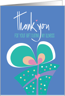 Thank you for Gift During My Illness, Polka Dot Gift with Bow & Heart card