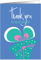 Thank you for Get Well Gift, Large Teal Gift with Polka Dots & Heart card
