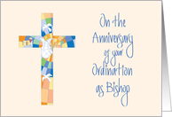 Anniversary of Ordination of Bishop, Stained Glass Cross card