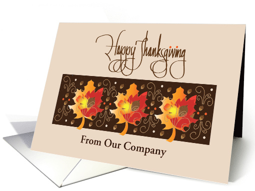 Hand Lettered Business Thanksgiving, Custom Name & Fall Leaves card