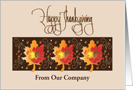 Hand Lettered Business Thanksgiving, Custom Name & Fall Leaves card